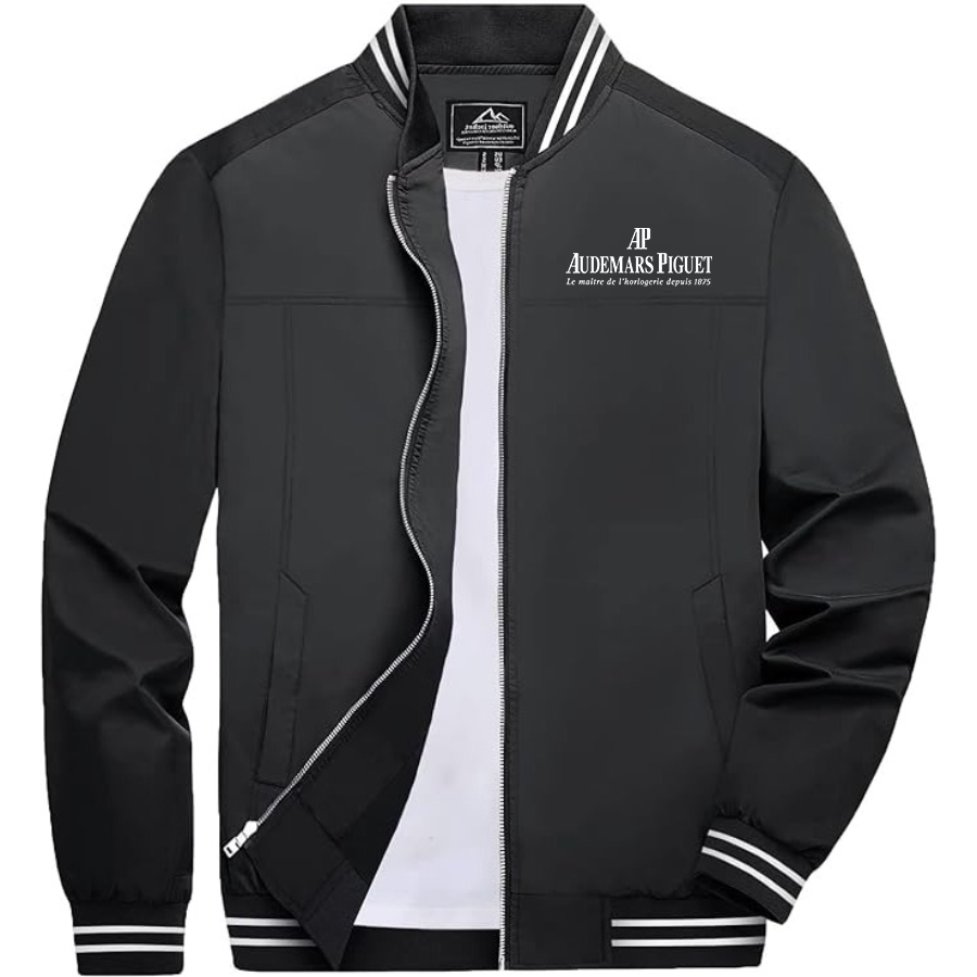 Men's Audemars-Piguet  Lightweight Zip-Up Bomber Jacket Ribbed Collar and Cuffs Outerwear